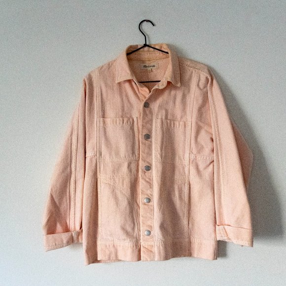 Madewell Bright Pink Denim Jacket Small - Picture 1 of 3